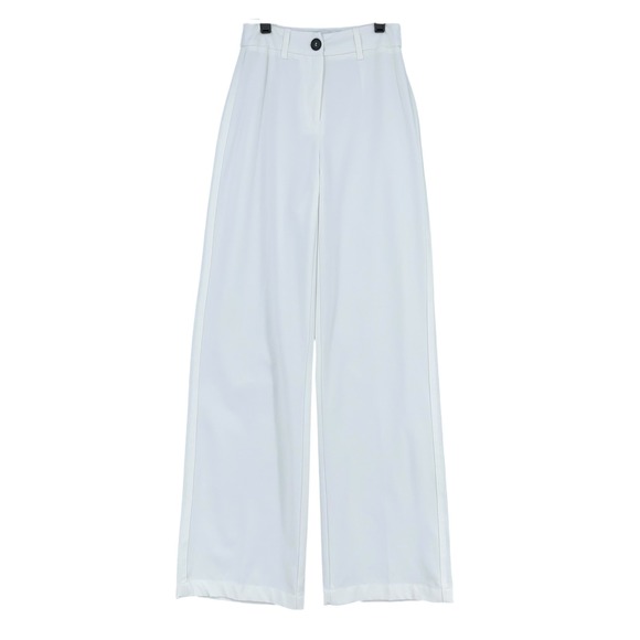 Bershka White Wide Leg Trousers Casual High Waist Womens Pants Size 0 - Picture 1 of 6